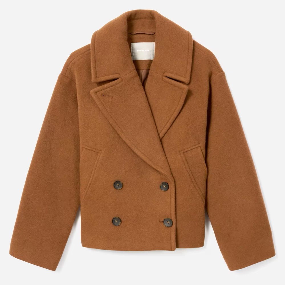 Everlane ReWool Peacoat Wool Blend Deep Camel Oversized Minimalist Classic